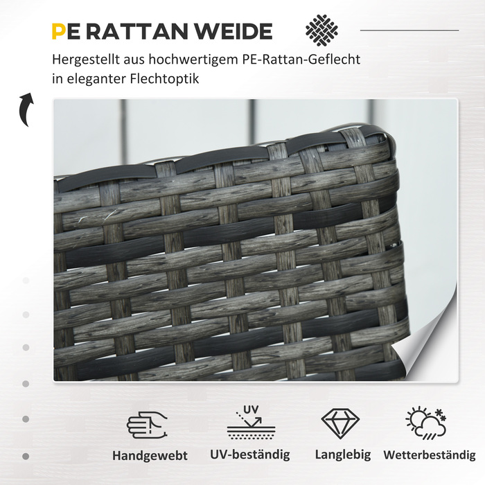 Набір садових меблів Outsunny з ротангу Polyrattan на 2 особи з сірими подушками, стійкий до погодних умов і стильний