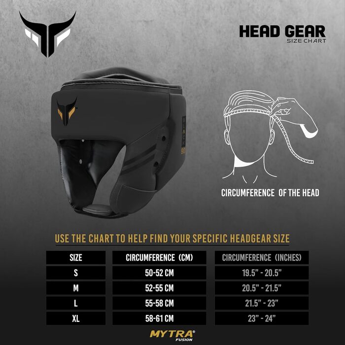 Mytra Fusion Headgear Boxing Headguard with Adjustable Strap - MMA, Muay Thai, Sparring, Karate - XL Black