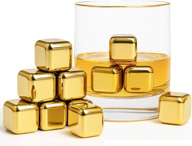 Камені для охолодження напоїв Flow Barware (Золоті): 10 шт. з нержавіючої сталі для віскі, вина та джину
