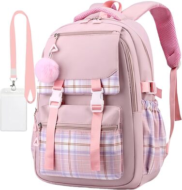 Рюкзак для підліток та жінок, 17 дюймів, легкий, естетичний, для подорожей, навчання, роботи (рожевий)