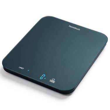 Кухонні ваги Homebuds 15 кг, цифрові, з LED-дисплеєм, грам/унція, точність 1 г/0,1 унції, для випічки та приготування їжі, з загартованого скла, синій