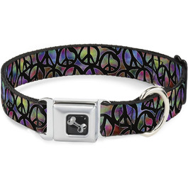 Нашийник для собак Buckle-Down Peace Psychedelic - 1' (2.5 см) ширина, обхват шиї 38-66 см, великий, багатокольоровий