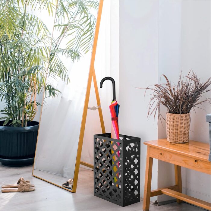 Mango Monstera Umbrella Stand - Black | Modern Plant Stand for Entryway