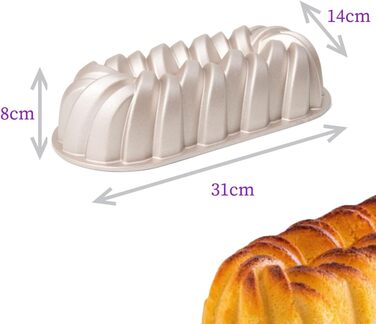 Форма для випікання Patisse 04503, для кексів, бріошів і хліба, плетена, литий алюміній, бежево-золота, 31x14x8 см