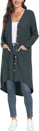 Жакет GRECEREE для жінок з ґудзиками та V-подібним вирізом, легкий кардиган (XXL, темно-зелений)