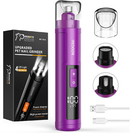 Шліфувальник кігтів для собак Profi Krallenschleifer 3-ступінчатий з LED-підсвіткою, тихий, акумуляторний, для собак великих, середніх та малих порід, темно-зелений (фіолетовий)