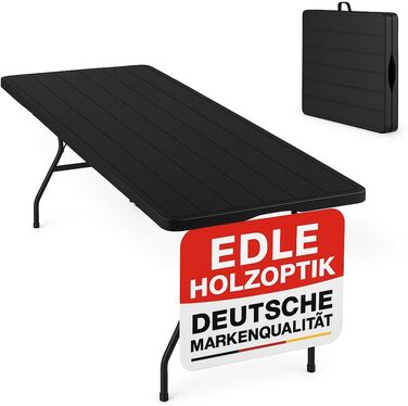 Складний стіл Onbest Holz Optik - великий садовий/кампінговий стіл з дерева для 6 осіб, буфетний стіл, з міцного пластику/алюмінію, для дому та саду