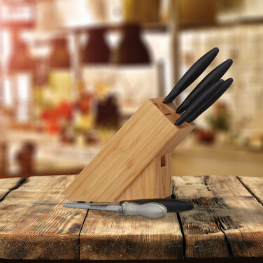 Relaxdays Bamboo Knife Block Unfurnished