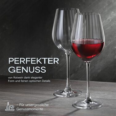 Кришталеві бокали для шампанського Crystal Bohemia - набір 6 шт, об'єм 260 мл, стійкі до миття в посудомийній машині, довговічні та стійкі до подряпин - Елегантні склянки з кришталевого скла - Ідеальний подарунок для шампанського гурмана (Red Wine 500ml)