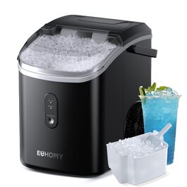 Машина для приготування льоду EUHOMY з нержавіючої сталі, 24 кубики за 13 хвилин, 24 кг/24 год, самоочисна, 3.2 л, з лопаткою та кошиком для дому/кухні/офісу/бару/RV