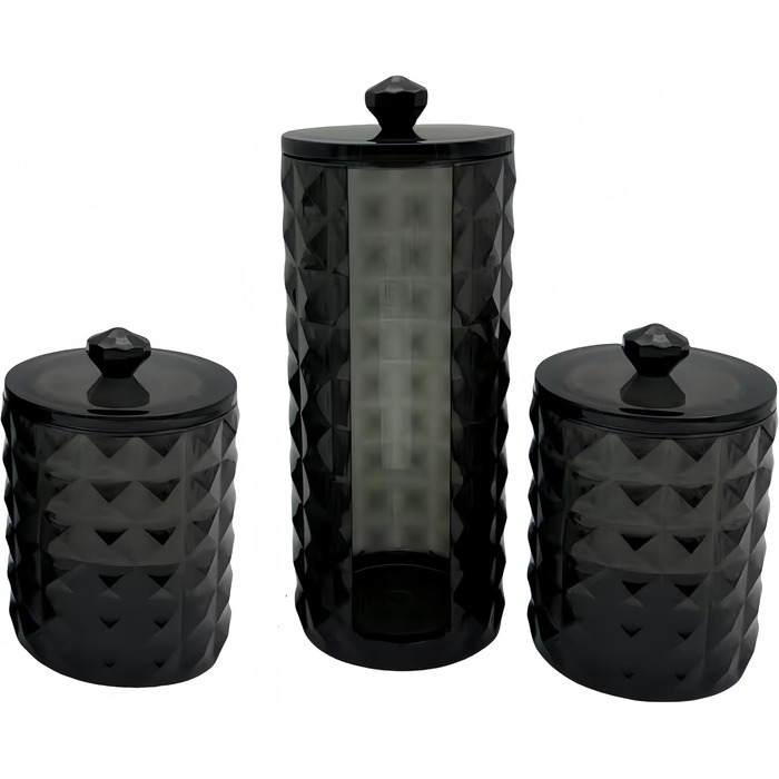 Набір для зберігання ватних дисків та паличок, чорний - 3 шт.