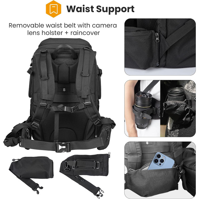 Рюкзак для камери Tarion HX-XL, 2-в-1, чорний, водонепроникний, з відділенням для ноутбука 15.6 дюймів