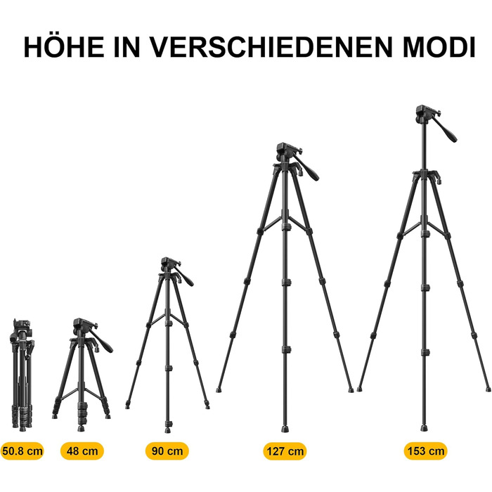 Штатив для камери RALENO Stabile, 152 см, з сумкою. Легкий та міцний штатив для професійних фотографів та відеозйомки з тримачем для телефону iPhone. Модель TP-40