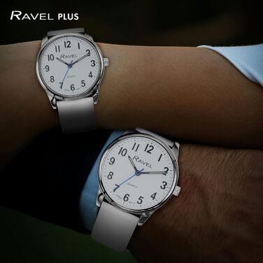 Годинник Ravel Plus - Екстра Довге Життя, Унісекс, на Ремінь з Мікрофібри, Аналоговий Кварц (Японія), Корпус 40 мм, Білий/Сріблястий/Біле ЦИФЕРБЛАТ