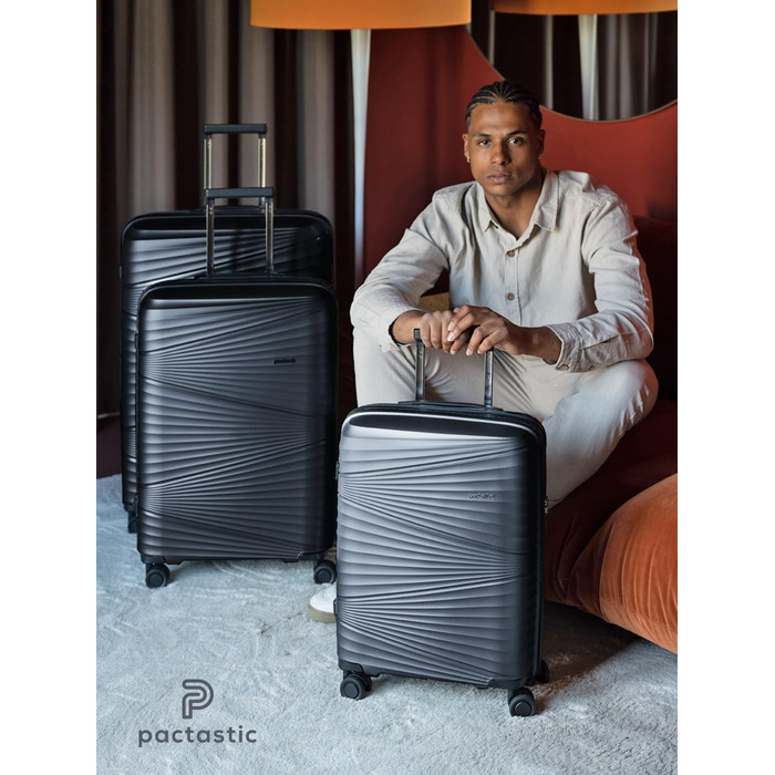 Легкий валіза-тележка з жорстким корпусом, 50 x 32 x 75 см, 103 літри, 3,63 кг, поліпропілен, TSA-замок, набір 3 шт. (темно-сірий металік)