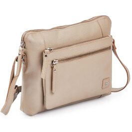 Сумка через плече Wise Owl з натуральної шкіри бежевого кольору (Nappa) для жінок та чоловіків, кросбоді, 5 відділень на блискавці