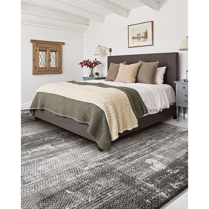 Килимок для дому COLOR&GEOMETRY 60x90 см з TPE-покриттям, сірий (чорно-білий), низький профіль, миється