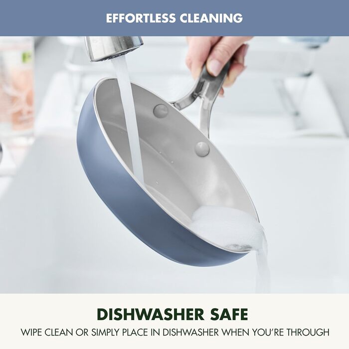 Набір сковорідок GreenPan Nova, 20.3 см та 25.4 см, індукційні, без PFAS, керамічне покриття, безпечні для здоров'я, для плити та духовки, блакитний океан