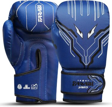 Боксерські рукавички Farabi для дітей (6oz, синій) – MMA, Муай Тай, бокс, тренування, 5-10 років