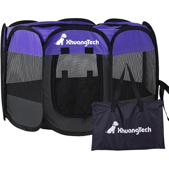 Клітка-манеж для собак та котів XianghuangTechnology, м'який матеріал, портативна, складана, для дому та вулиці, 80 x 58 см (Д x В), фіолетовий