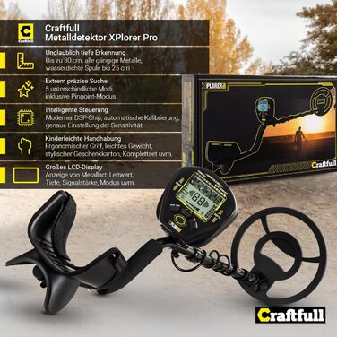 Металодетектор Craftfull | Набір металошукача для дітей та дорослих | Водонепроникний мультідетектор | Пошук золота та скарбів