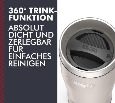 Термос ICON MUG 0,47л, темно-сірий/графітовий матовий, термокружка 0,47л, кавова кружка to go з нержавіючої сталі, ізотермічна кружка, 7 год гаряче / 22 год холодне, придатна для миття в посудомийній машині, абсолютно герметична, без BPA (470 мл, Бежевий 