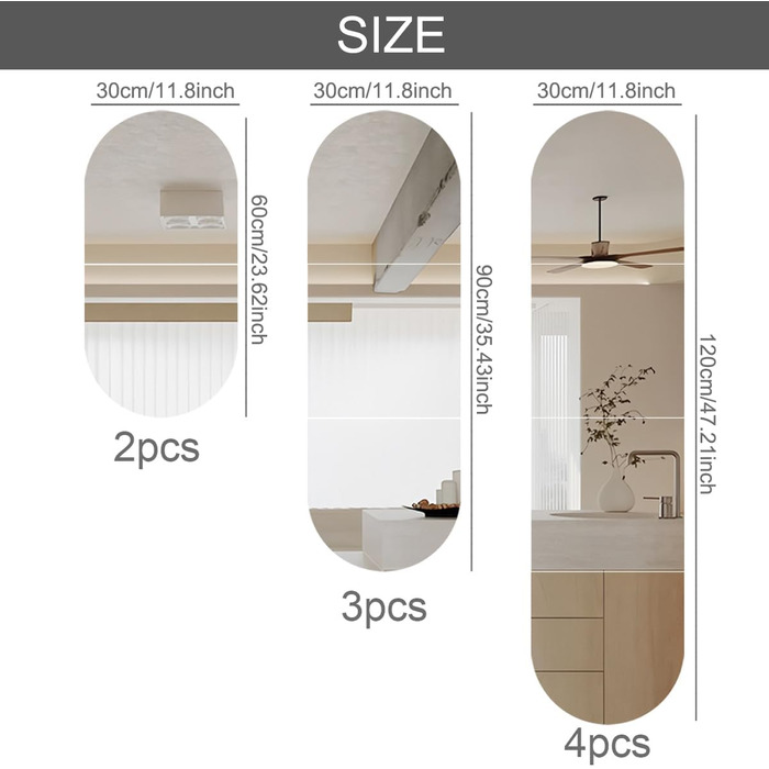 HD акриловий дзеркальний наліпка на стіну, самоклеючий, для макіяжу, фітнесу, дитячої кімнати, декор плитки (4)