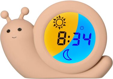 Alecto BC110BE SIMON - Educational Alarm Clock for Children - Sleep Trainer for Children - Night Light - Learning to Sleep and Wake Up with LED Children's Alarm Clock - Taupe