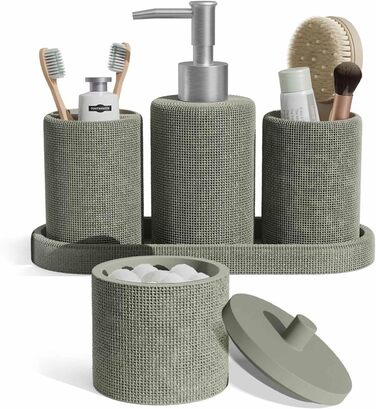 Набір аксесуарів для ванної кімнати Clara Clark – 5-Piece Set Salbeigrün (світло-зелений)
