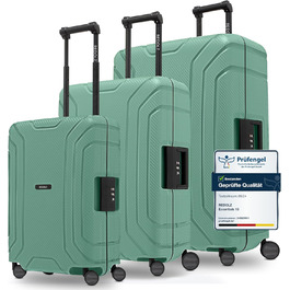 Набір валіз REDOLZ Hartschalen 3-х частинний з поліпропілену | 3-х точковий замок | TSA-замок | для жінок та чоловіків (Essentials 15) Sea Green