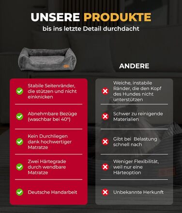 Ортопедичне собаче ліжко HS-Hundebett® Deluxe Cord: м'яке, зручне, зелене, 70x90 см, для великих собак, знімний чохол, неслизьке, зроблено в Німеччині