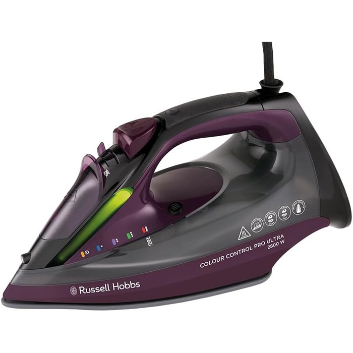 Russell Hobbs Steam Iron, Ceramic Non-Stick Sole, 195g Steam Shot, 50g Variable Steam, 380ml Water Tank, Self-Cleaning, Anti-Scale & Anti-Drip Function, Indicator Light, 2800W, 27281-56
