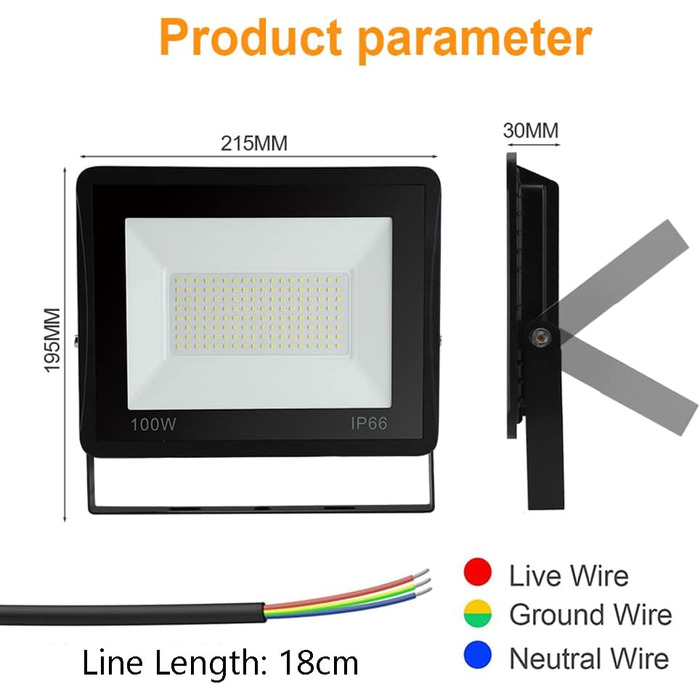 LED Floodlights Outdoor, Pack of 5, 100W Floodlights, IP66 Waterproof for Outdoor and Indoor Use, 8500LM Super Bright Outdoor Lights, 120 Degree Outdoor Lighting, 6000K Cool White Spotlights Floodlights