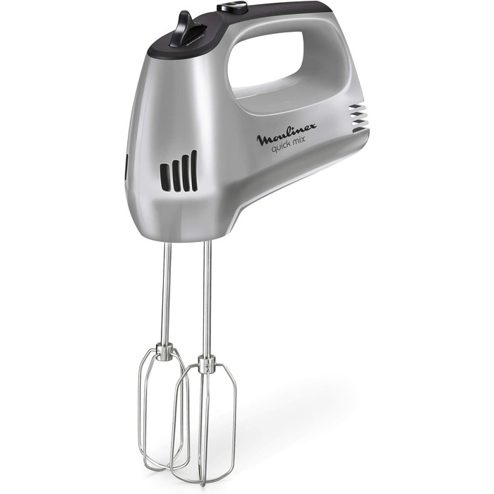 Міксер ручний Moulinex Quickmix HM3108, 300 Вт, 5 швидкостей, 2 насадки, нержавіюча сталь, чорний