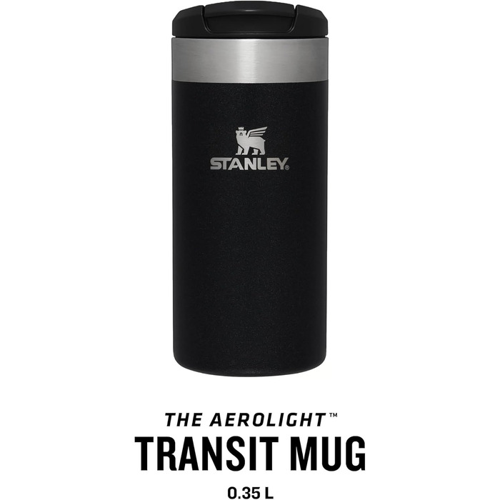 Термокружка Stanley Aerolight Transit 0.35L - Чорний Металік: 4 години тепла, миється в посудомийній машині, для кави з собою
