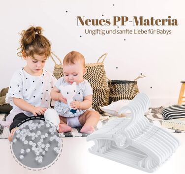 24 дитячі вішалки для одягу: економія місця, регульовані, 27.5-37 см, з гачками для штабелювання, неслизькі, для малюків та школярів, білі (24 шт.)