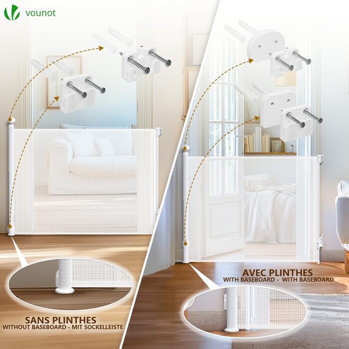 Захист для сходів Vounot: розтягувана сітка-захист для дітей, котів та собак (0-180 см)