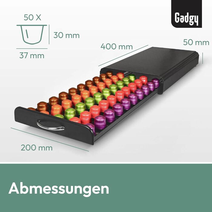 Тримач для капсул Nespresso Gadgy - органайзер для 50 капсул, нержавіюча сталь, чорний
