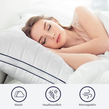 BedStory Pillow 80x80, 2-Pack 80x80 Pillows with Zipper, 2x1500g Microfiber Pillows Adjustable in Height, Breathable Washable Sleeping Pillows for Allergy Sufferers and Side Sleepers, Oeko Certified 80x80 (2-Pack)