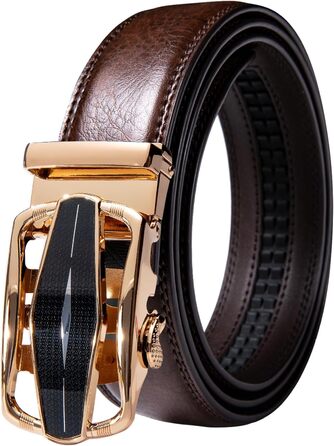 Чоловічий шкіряний ремінь Barry.Wang чорний з автоматичною пряжкою (3 шт), регульований бізнес-пояс, довжина 130 см, у подарунковій коробці