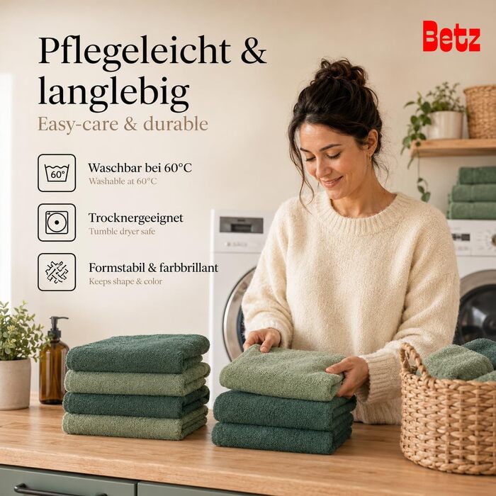 Набір рушників Betz Premium 12 предметів, 100% бавовна, Oeko-TEX, 470 г/м², колір сіно-зелений/ялиновий