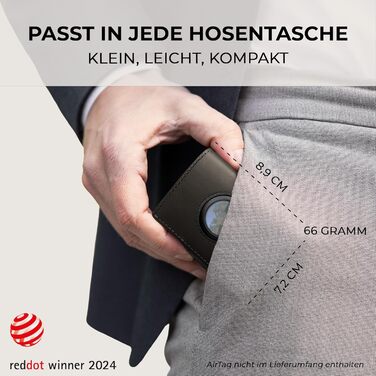 Чоловічий шкіряний гаманець PURISTO KLIK Classic Slim з відділенням для монет та RFID-захистом - компактний картхолдер для 10-14 карток (Чорний, AirTag XL)
