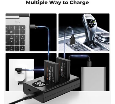 Акумулятор K&F CONCEPT DB-110 1100mAh 2 шт. з зарядним пристроєм Dual Slot, сумісний з Ricoh GR III, GR IIIx, Theta X, WG-6, G900 II, G900SE II, Olympus TG7/6/5/4