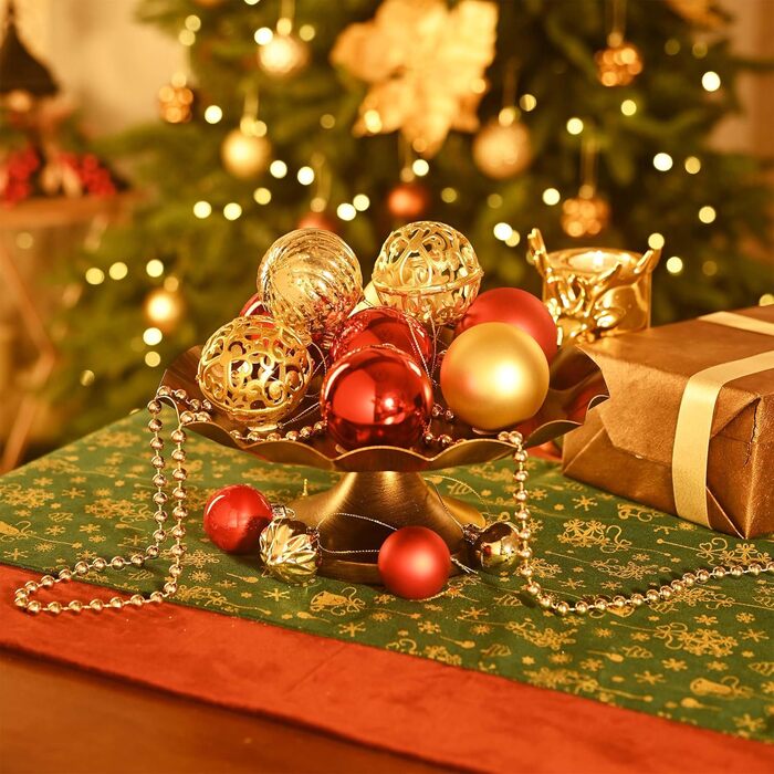 Набір прикрас для ялинки Valery Madelyn, 100 шт. ялинкові кулі, червоно-золота тема, з петельками