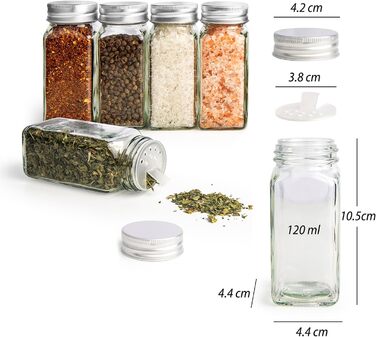 Набір банок для спецій ZEBEN® кутовий [25 шт 120мл] - 25 банок для спецій, мірний дозатор, етикетки, маркер, силіконовий воронка, щітка для чищення