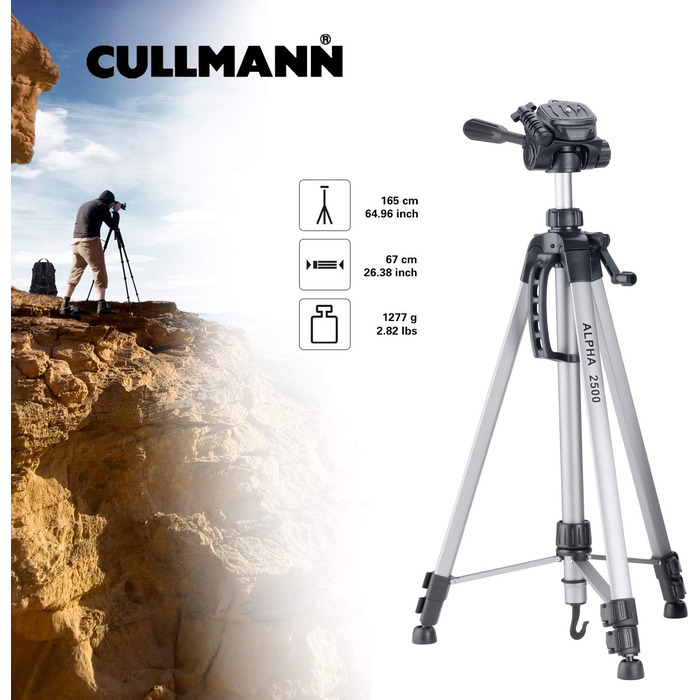 Штатив-трипод CULLMANN Alpha 2500 Silver Standard, висота 165 см, алюмінієвий