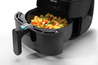 Аерофритюрниця Gorenje AF1350DWB, 1350 Вт, чаша 3.2 л з вікном, 8 автопрограм, антипригарне покриття, LED-дисплей, чорна