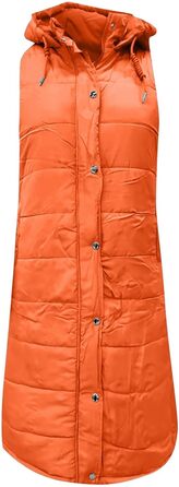 Жіноча тепла куртка з капюшоном, легка та тепла, з пуховими рукавами, великий розмір (3XL, Saffron)