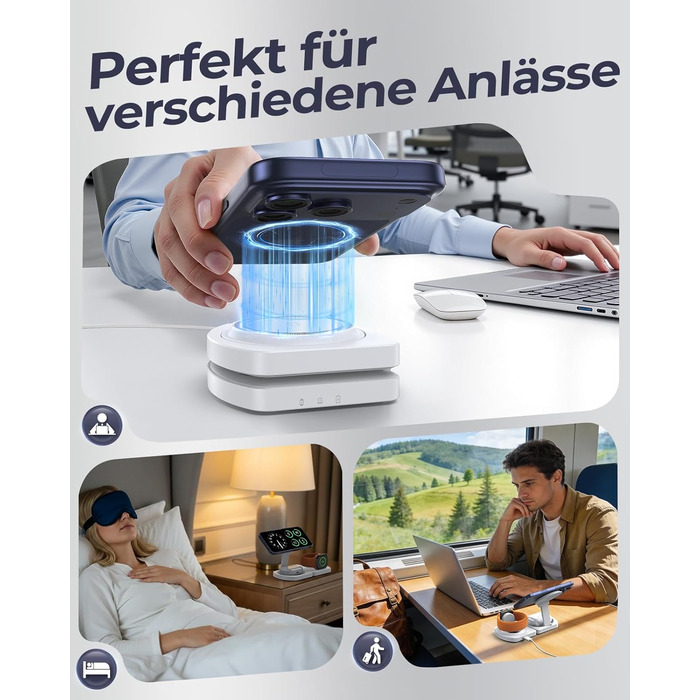 Бездротова зарядка Induktive для iPhone (MagSafe) 3-в-1: Apple Watch, AirPods, iPhone 17 Air/16/15/14/13/12 (Білий)