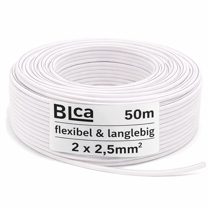 Кабель акустичний DCSk BLca 2x2.5 мм² 50м білий CCA для Hi-Fi, домашнього кінотеатру, підсилювача. Ізольований, з полярністю